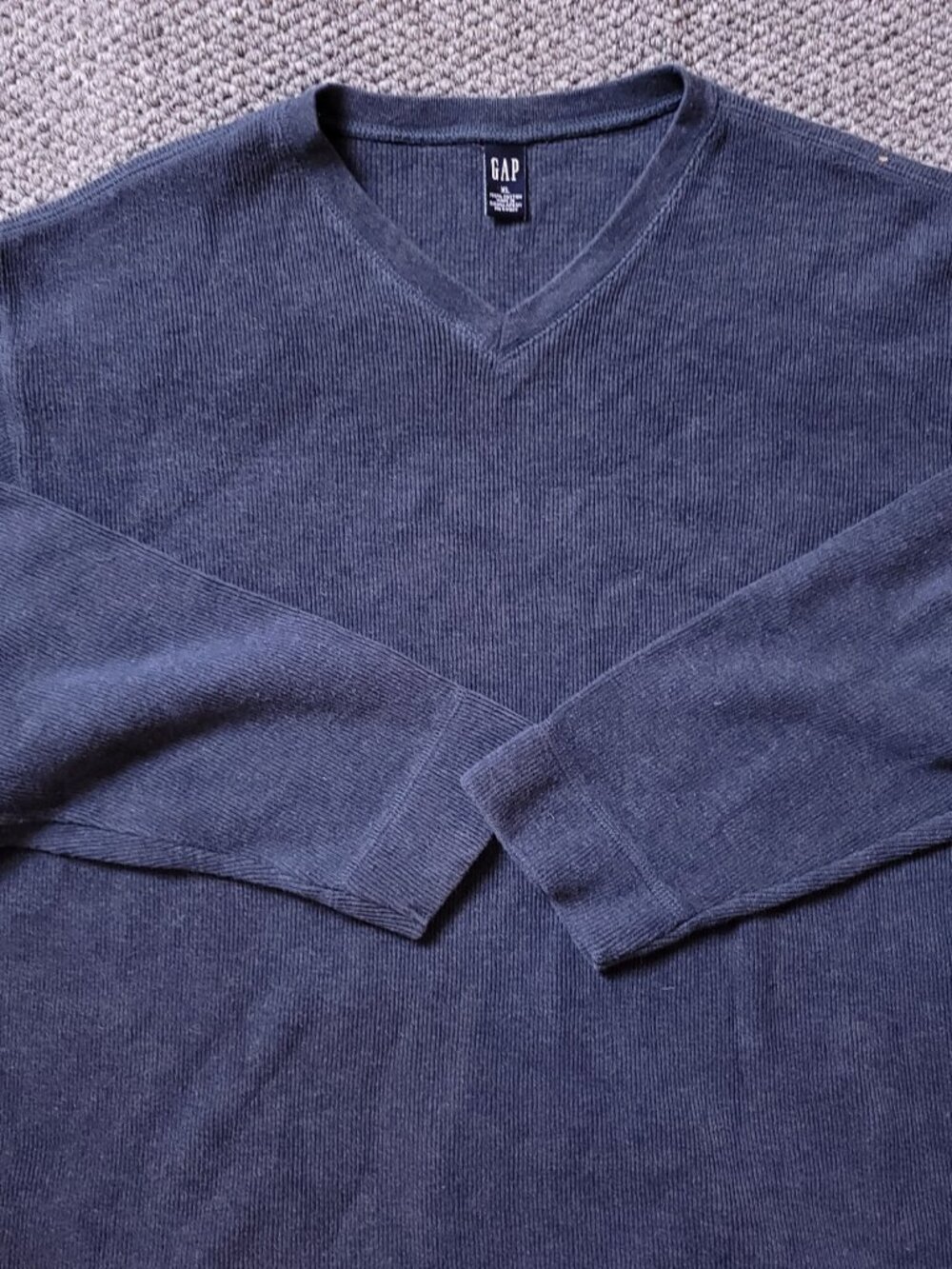 VINTAGE 90s GAP Sweater Mens XL V Neck Blue Ribbed Cotton Retro VTG y2K Street